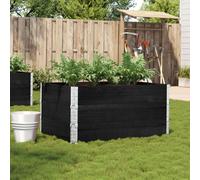 Garden planter Black solid pine 120x80x60.5cm stackable foldable galvanisedhinge