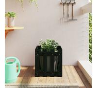 Garden Planter Black Solid Pine 40x40x40 cm Rustic Wooden Patio Flower Box Decor