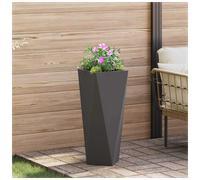 Garden Planter Black Steel 30x30x75cm Rectangular Corrugated Outdoor Tall Modern