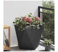 Garden Planter Black Steel 50x50x50cm Corrugated Outdoor Modern Square HeavyDuty