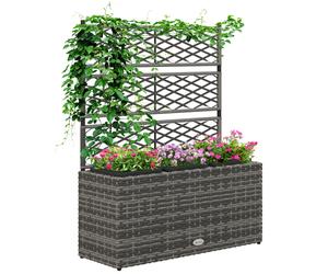 Garden Planter Box Light Grey 84x30x107cm Galvanised Steel & PE Rattan PP Trim