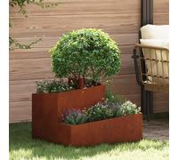 Garden Planter Brown Corten Steel 60x60x50cm Weathered Outdoor Cube Urban-Rustic