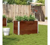 Garden planter dark brown 100x50x60.5cm solid pine wood stackable raised durable