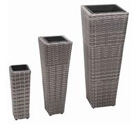 Garden Planter Flower Box Raised Bed Planter Pot 3 pcs Poly Rattan vidaXL