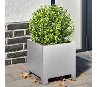 Garden Planter Galvanised Steel 30x30x30 cm Raised Square Planter Grey with Feet