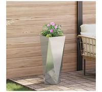 Garden Planter Galvanised Steel 30x30x75cm Rectangular Corrugated Outdoor Sturdy