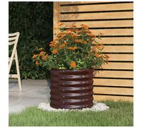 Garden Planter Galvanised Steel Brown 40x40x36cm Raised Round Outdoor Bed Large