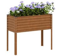Garden Planter Galvanised Steel Light Brown 100x40x90cm Rect. Raised Trough Deep
