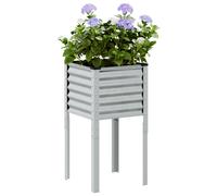 Garden Planter Galvanised Steel Light Grey 45x45x88 cm Industrial Outdoor Box XL