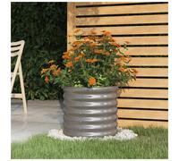 Garden Planter Galvanised Steel Round Grey 40x40x36 cm Weatherproof Raised Large