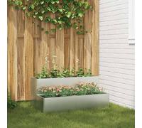 Garden Planter Galvanised Steel Silver 100x60x45 cm Rectangular Outdoor Tub Mini