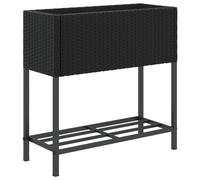 vidaXL Garden Planter with Shelf Flower Pot Planter Pot Brown Poly Rattan