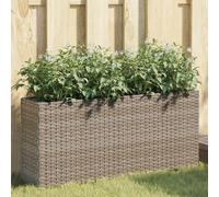 Garden Planter Grey 90x20x40 cm PE Rattan Powder-Coated Steel 2 Pots Outdoor Set