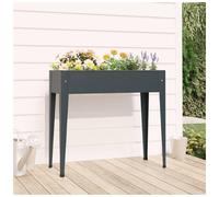 Garden Planter Grey Galvanised Steel 100.5x40.5x90 cm Raised Bed High Legs Deep