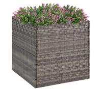 Garden Planter Grey PE Rattan Steel Frame 80x80x40cm Square Raised Bed &LinerXL