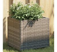 Garden Planter Grey PE Rattan with Steel Frame 36x30x32cm Outdoor Flower Box XL