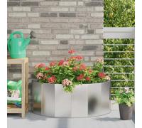 Garden Planter Half Round 90 x 45 x 35 cm Stainless Steel Silver Outdoor Premium