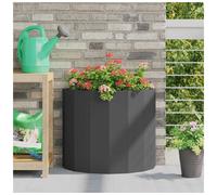 Garden Planter Half Round Steel Black 60x30x50cm Outdoor Patio Modern Rustproof