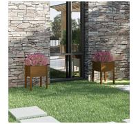 Garden planter honey brown solid pinewood outdoor raised flower box 50x50x70 cm