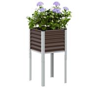 Garden Planter Light Brown Galvanised Steel 45x45x88cm Rectangular Planter Metal