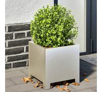 Garden Planter Light Grey 30x30x30cm Stainless Steel Elevated Square Rustproof