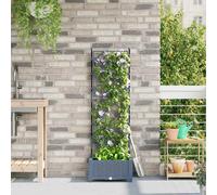 Garden Planter Light Grey 40x40x125.5cm Plastic Tall Trellis SpaceSaving Outdoor