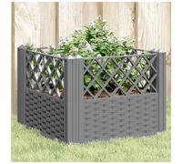Garden Planter Light Grey 43.5x43.5x43.5cm PP Rattan Modular Outdoor 4-Panel