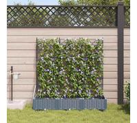 Garden Planter Light Grey Steel 120x40x126cm Elevated Irrigation Planter w/ Tray