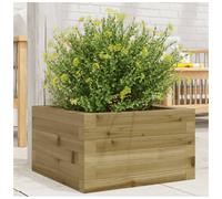 Garden Planter Natural Impregnated Solid Pinewood 40x40x23cm Rustic Box Decor