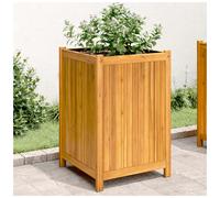Garden Planter Natural Solid Acacia Wood 50x50x75 cm with Liner & Drainage Patio