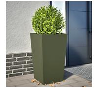 Garden Planter Olive Green Cold-Rolled Steel 45x45x75 cm Elevated Box for Patio