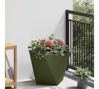 Garden Planter Olive Green Steel 40x40x40cm Modern Corrugated Outdoor Planter XL