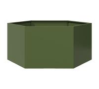 Garden Planter Olive Green Steel Hexagonal Raised Bed 104x90x45 cm Outdoor Large