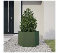 Garden Planter Olive Green Steel Raised Hexagonal 69x60x45 cm Outdoor PlanterBox
