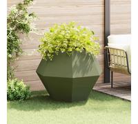 Garden Planter Olive Green Steel Rectangular 100x100x80cm Large Outdoor Planter