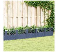 Garden Planter Outdoor Blue Grey PP Modular Rattan Raised Bed 363.5x43.5x43.5 cm