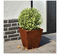 Garden Planter Pair Weathering Brown Cold-Rolled Steel 30x30x30cm Rustic Outdoor