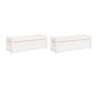 vidaXL Garden Planters Flower Pot Patio Plant Pot 2 pcs White Solid Wood Pine