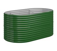 vidaXL Garden Raised Bed in Vibrant Green - Durable Powder-coated Steel Planter - Oval Shape - Weather- for Outdoor Use - 152x80x68 cm
