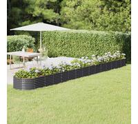 vidaXL Oval-Shaped Anthracite Powder-Coated Steel Raised Garden Bed - 620x80x36 cm Outdoor Vegetable/Floral Planter