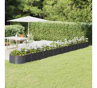 vidaXL Oval-Shaped Anthracite Powder-Coated Steel Raised Garden Bed - 620x80x36 cm Outdoor Vegetable/Floral Planter
