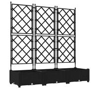 vidaXL Garden Planter with Trellis 3 pcs Black 120 x 40 x 143 cm PP