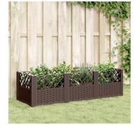 Garden Planter Polypropylene Brown 123.5x43.5x43.5cm Modular Rattan Raised Bed