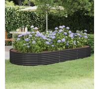 Garden Planter Powder-Coated Steel Anthracite 296x140x36 cm Deep Bed Heavy-Duty