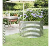 Garden Planter Powder-Coated Steel Round Silver Ø100cm x100x68cm Outdoor Durable