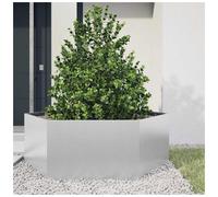 Garden Planter Raised Galv. Steel Grey Hexagonal 138x120x45 cm No Bottom Large