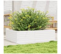 Garden Planter Raised Solid Pinewood White 90x60x23 cm Deep Flower Box for Herbs