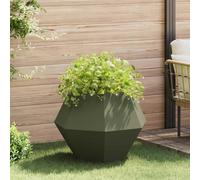 Garden Planter Rectangular Steel Olive Green 75 x 75 x 60 cm Outdoor Bed Perfect