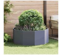 Garden Planter Round Anthracite Steel 120x120x50cm Large Modern Outdoor Planter
