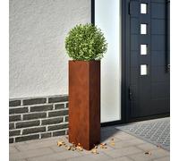 Garden Planter Set 2pcs Triangular Weathering Steel Brown 30x26x75 cm w/Bottom.